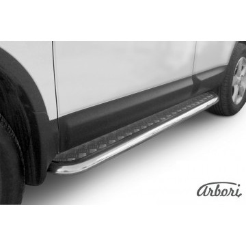 Защита порогов d57 с листом Arbori нерж. сталь для Nissan QASHQAI+2 2011-2013