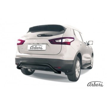Защита заднего бампера d57 скоба Arbori черн. для NISSAN Qashqai 2014-нв