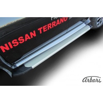 Комплект алюминиевых порогов Arbori Optima Silver 1800 для NISSAN Terrano 2014-нв