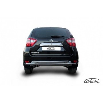 Защита заднего бампера d42+d42 двойная Arbori нерж. сталь для NISSAN Terrano 2014-нв