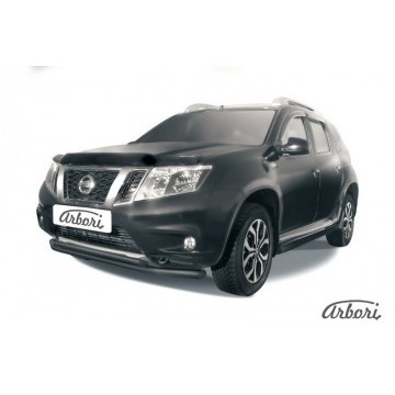 Защита переднего d57+d42 бампера двойная Arbori черн. для NISSAN Terrano 2014-нв