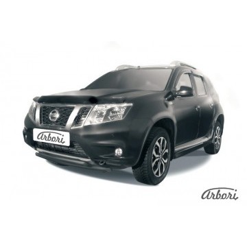Защита переднего бампера d42+d42 двойная Arbori черн. для NISSAN Terrano 2014-нв