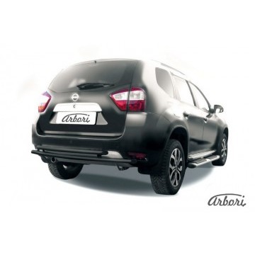 Защита заднего бампера d42+d42 двойная Arbori черн. для NISSAN Terrano 2014-нв