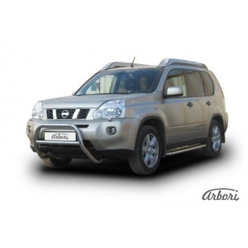 Кенгурятник d57 низкий  Arbori нерж. сталь для Nissan X-TRAIL 2007-2011