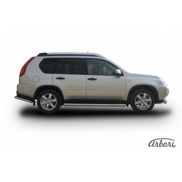 Защита порогов d76 труба Arbori нерж. сталь для Nissan X-TRAIL 2007-2011
