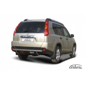 Защита заднего бампера d57 Arbori нерж. сталь для Nissan X-TRAIL 2007-2011