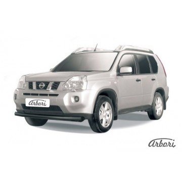Защита переднего бампера d76 Arbori черн. для Nissan X-TRAIL 2007-2011