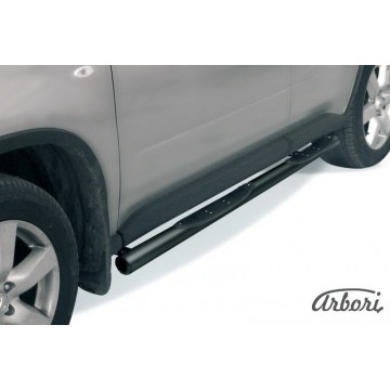 Защита порогов d76 с проступями Arbori черн. для Nissan X-TRAIL 2007-2011