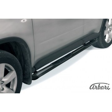 Защита порогов d76 с проступями со скосами Arbori черн. для Nissan X-TRAIL 2007-2011