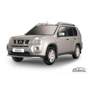 Защита переднего бампера d57 Arbori нерж. сталь для Nissan X-TRAIL 2011-2015