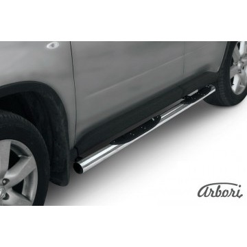 Защита порогов d76 с проступями Arbori нерж. сталь для Nissan X-TRAIL 2011-2015