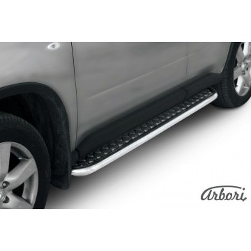 Защита порогов d42 с листом Arbori нерж. сталь для Nissan X-TRAIL 2011-2015