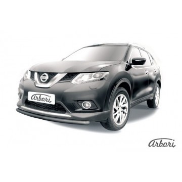 Защита переднего бампера d57 короткая Arbori черн. для NISSAN X-Trail 2015-нв