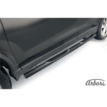 Защита порогов d76 с проступями Arbori черн. для NISSAN X-Trail 2015-нв