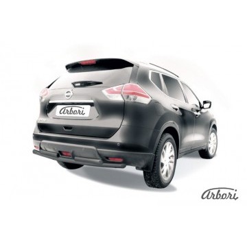 Защита заднего бампера d57+d57 двойная Arbori черн. для NISSAN X-Trail 2015-нв