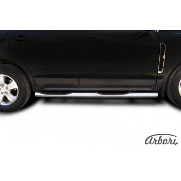Защита порогов d76 с проступями Arbori нерж. сталь для Opel ANTARA 2006-2011