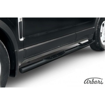 Защита порогов d76 с проступями Arbori черн. для Opel ANTARA 2006-2011