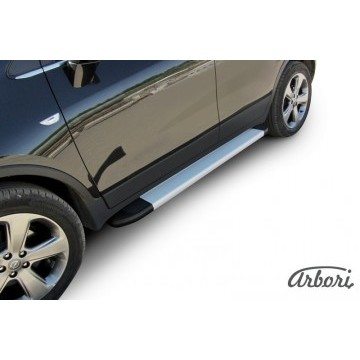 Комплект алюминиевых порогов Arbori Optima Silver 1600 для Opel Mokka 2013-2016