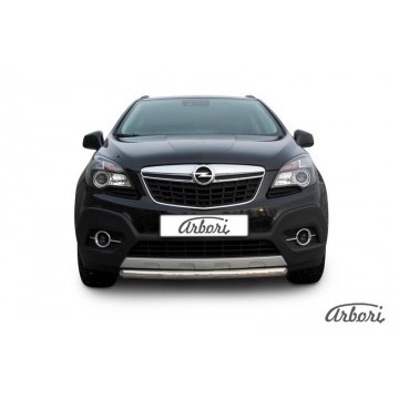 Защита переднего бампера d57 короткая Arbori нерж. сталь для Opel Mokka 2013-2016