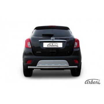 Защита заднего бампера d57+d42 двойная радиусная Arbori нерж. сталь для Opel Mokka 2013-2016