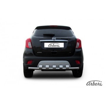 Защита заднего бампера d57 с декоративным элементом Arbori нерж. сталь для Opel Mokka 2013-2016