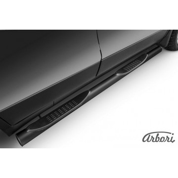 Защита порогов d76 с проступями Arbori черн. для Opel Mokka 2013-2016