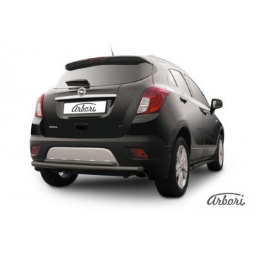 Защита заднего бампера d57+d42 двойная радиусная Arbori черн. для Opel Mokka 2013-2016