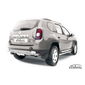 Защита заднего бампера d42+d42 двойная Arbori нерж. сталь для RENAULT Duster 2010-2015