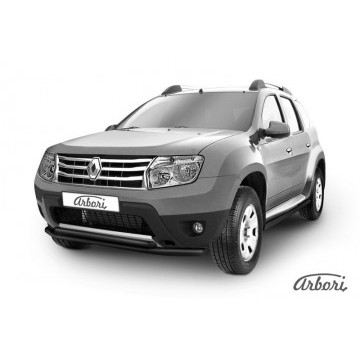 Защита переднего d57+d42 бампера двойная Arbori черн. для RENAULT Duster 2010-2015