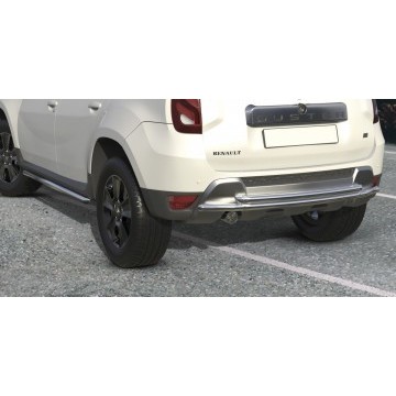 Защита заднего бампера d42+d42 двойная Arbori нерж. сталь для RENAULT Duster 2015-нв