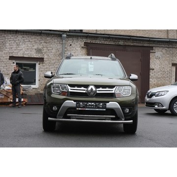 Защита переднего бампера труба d60/42 двойная, Renault Duster 2015-