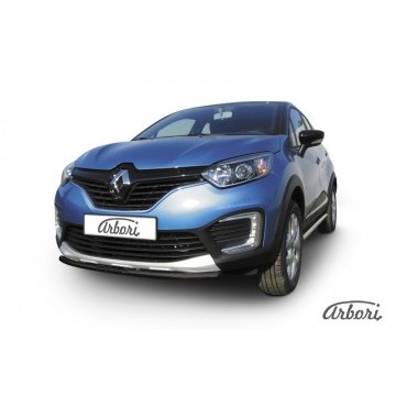 Защита переднего бампера Arbori d42 дизайнерская черная RENAULT KAPTUR 2016-