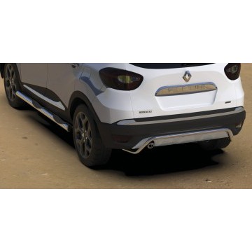 Защита порогов d76 с проступями Arbori нерж. сталь для Renault KAPTUR 2016-нв