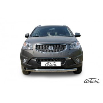 Защита переднего бампера d76 Arbori нерж. сталь для SsangYong ACTYON 2011-2013
