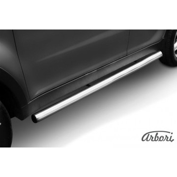 Защита порогов d76 труба Arbori нерж. сталь для SsangYong ACTYON 2011-2013