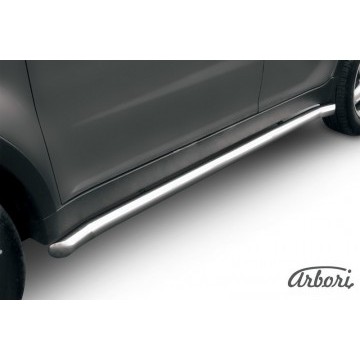 Защита порогов d57 с гибами Arbori нерж. сталь для SsangYong ACTYON 2011-2013