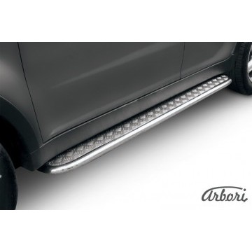 Защита порогов d42 с листом Arbori нерж. сталь для SsangYong ACTYON 2011-2013