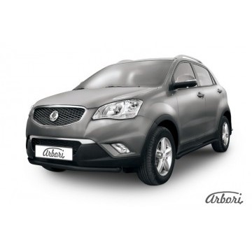 Защита переднего бампера d57 Arbori черн. для SsangYong ACTYON 2011-2013