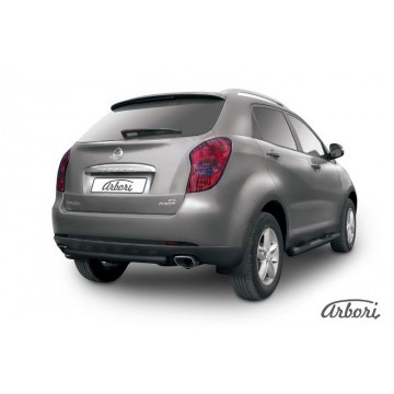 Защита заднего бампера d57 короткая Arbori черн. для SsangYong ACTYON 2011-2013