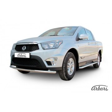 Защита переднего бампера d57 Arbori нерж. сталь для SsangYong ACTYON SPORT 2013-2016