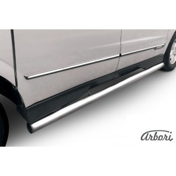 Защита порогов d76 труба Arbori нерж. сталь для SsangYong ACTYON SPORT 2013-2016