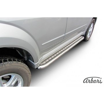 Защита порогов d57 с листом Arbori нерж. сталь для SsangYong ACTYON SPORT 2013-2016