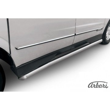 Защита порогов d76 с гибами Arbori нерж. сталь для SsangYong ACTYON SPORT 2013-2016