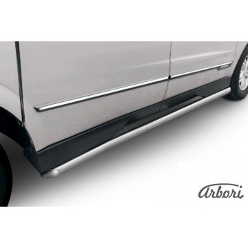 Защита порогов d57 с гибами Arbori нерж. сталь для SsangYong ACTYON SPORT 2013-2016