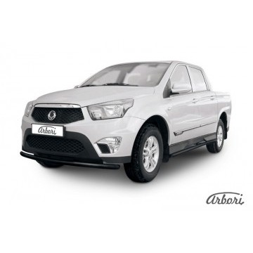 Защита переднего бампера d57 Arbori черн. для SsangYong ACTYON SPORT 2013-2016