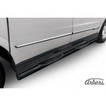 Защита порогов d76 с проступями Arbori черн. для SsangYong ACTYON SPORT 2013-2016