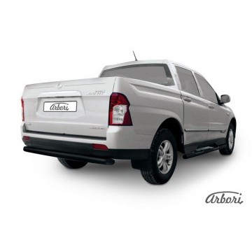 Защита заднего бампера d76 радиусная Arbori черн. для SsangYong ACTYON SPORT 2013-2016