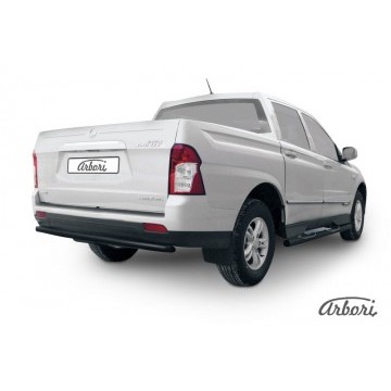 Защита заднего бампера d57 радиусная Arbori черн. для SsangYong ACTYON SPORT 2013-2016