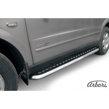 Защита порогов d57 с листом усиленная Arbori нерж. сталь для SSANGYONG Kyron 2007-2015