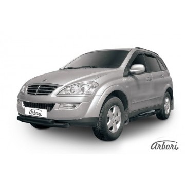 Защита переднего бампера d76+d57 двойная Arbori черн. для SSANGYONG Kyron 2007-2015